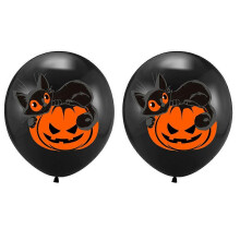 Halloween Latex Balloons Skull Cat Dot Pattern 10Pcs Assorted Color Party Decoration