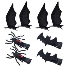 Pinces à cheveux d'Halloween 4 paires, pinces à cheveux en fer feutré noir pour la décoration de costume d'Halloween