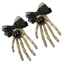 Pinces à cheveux Halloween, épingles à cheveux à main squelette pour femmes et filles, 2 pièces, accessoires pour cheveux tête de mort
