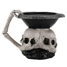 Suporte de vela de caveira em resina copo tealight gótico chorando caveira decoração de Halloween
