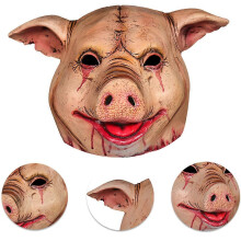 Látex Halloween Assustador Cabeça de Porco Máscara Ajustável Animal Cosplay Traje para Festa de Máscaras