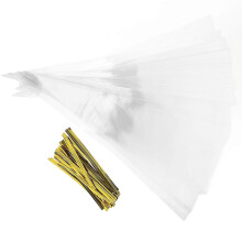 Sacs en cône de cellophane pour bonbons, 100 pièces, sacs à bonbons en plastique transparent, 14,6x7,1x0,4 pouces, sacs triangulaires