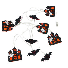 Luzes de corda de castelo de Halloween decoração de aranha 10 LED branco quente 1,65 m USB