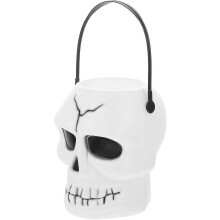 Porte-bonbons en plastique, seau pour bonbons ou friandises d'Halloween, poubelle décorative en forme de crâne, 18x16x13cm