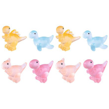 Mini Resin Dinosaur Figurines Glow in Dark Assorted Colors 8Pcs for Decor
