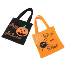 Süßigkeitentüten für Süßes oder Saures, 2er-Pack, Schwarz-Orange, Vliesstoff, großes Fassungsvermögen, robust, leicht