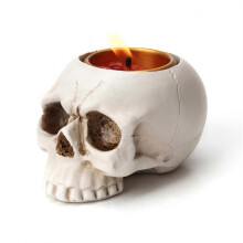 3D Realistic Skull Candlestick Holder Resin Vintage Candle Base for Home Office Decor