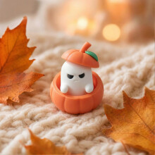3D Printed Pumpkin Ghost Halloween Ornament, Smooth Burr Free PLA, Hollow Candle Holder, Mini Desktop Decoration