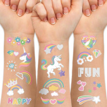 Temporary Tattoo Stickers, Glow in the Dark Waterproof, Animal Unicorn Pirate Dinosaur for Kids