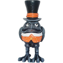 Halloween Raven Sculpture Resin Orange 10cm Garden Bird Ornament Indoor Outdoor Decor