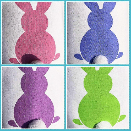 Easter Basket Canvas Bunny Printed Small Tote Bag for Eggs Candy 25x23 cm 2