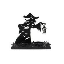 Witch Candlestick Black Iron Gothic Retro Halloween Shadow Tea Light Holder