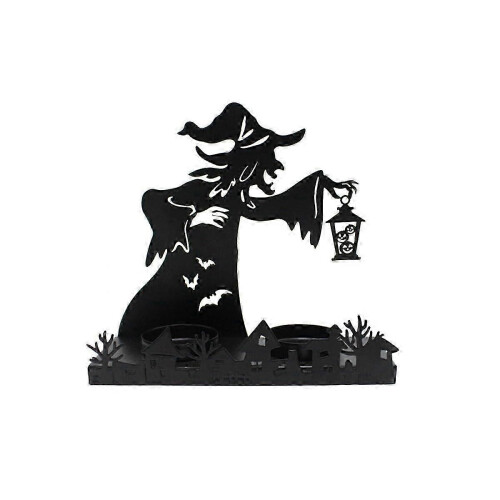 Witch Candlestick Black Iron Gothic Retro Halloween Shadow Tea Light Holder