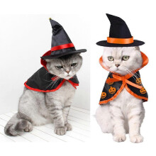 Fantasia de Superman Pet Halloween para gatos e cães pequenos, conjunto de capa e chapéu, tecido de cetim macio, fecho de velcro