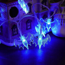 Luzes de corda de Halloween 3m 20 LED 3D abóbora fantasma morcego decorações internas operadas por bateria