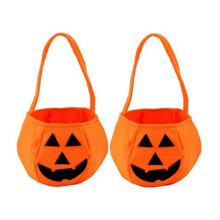 Sacs Ă bonbons Ă la citrouille pour enfants, seaux pour bonbons ou friandises, flanelle orange, paquet de 2, 20x28cm