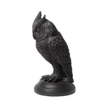 Vintage Gothic Owl Crow Resin Pillar Candle Holder, Black, 2-Piece Set