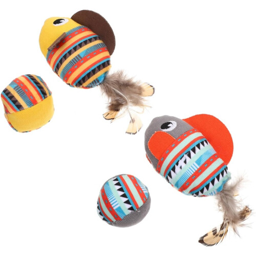 2-Set Cat Interactive Teething Balls – Kitten Chew Toys