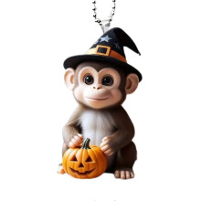 Halloween Auto Ornament Acryl Hangende Hanger met Lanyard Pompoen Dierlijke Vorm 8cm