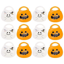 Sacs à bonbons d'Halloween, 20 pièces, Design fantôme de citrouille, couleurs assorties, PET PE, Mini poignée, cadeau de fête