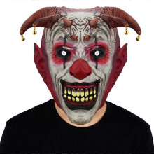 Máscara de palhaço de látex com cabelo assustador fantasia de sino de terror para festa de carnaval de Halloween