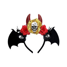 Diadema de calavera con diseño de flores, accesorio de plástico para el cabello de Halloween para fiesta, reunión familiar