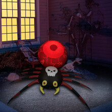 Halloween Inflatable Spider Ornament with LED Lights Waterproof Polyester Outdoor Decoration
