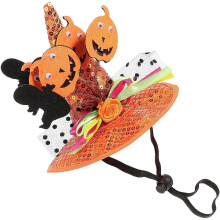Sombrero de Halloween para mascotas, tocado decorativo de tela naranja para disfraz de fiesta de Halloween para perros y gatos