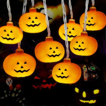 Luzes de corda de abóbora LED para Halloween 3M 20LED 3 modos Bateria alimentadas à prova d'água para decoração interna ao ar livre
