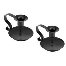 Castiçais góticos vintage 4 peças pretos com alças castiçais cônicos de mesa