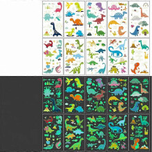 Glow in the Dark Dinosaur Temporary Tattoos for Kids, Waterproof Party Stickers, 20 Sheets