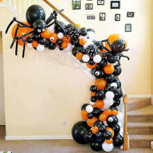 Halloween Balloons Arch Garland Kit 129pcs Black Purple Silver 18 12 5 inch Skull Foil Balloon