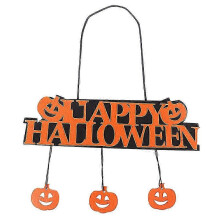 Halloween Hanging Door Decoration Pumpkin Pattern Happy Halloween Sign 36x11cm Non-woven Fabric