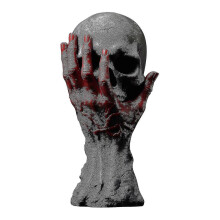 Statue de tête de squelette en résine, décoration de bureau d'halloween, ornement de main furieuse