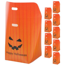 Halloween karkkipussit 10 Pack Oranssi Paperi Pumpkin Face Design juhliin