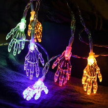 Halloween esqueleto mão luzes da corda 20 leds 3m bateria operado fantasma mão luzes decorativas para interior ao ar livre cortina de janela casa
