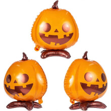 3Pcs Large 3D Aluminum Foil Pumpkin Balloons 21.6 Inch Halloween Party Decoration Supplies Indoor