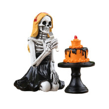 Skeleton Girl Resin Statue Gothic Punk Creepy Cute Halloween Ornaments Cake Desktop Decoration