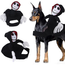 Dog Knight Costume with Doll and Hat for Halloween, Saddle Shape Felt Fabric Pet Outfit