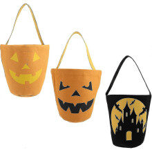 Paquet de 3 sacs Ă bonbons d'Halloween, seau fourre-tout en toile citrouille, couleurs assorties, 14,9 x 12,2 x 5,1 pouces pour la fĂŞte