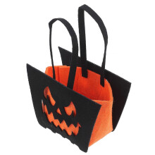 Sac à bonbons d'Halloween en feutre motif citrouille, support de friandises réutilisable pour fête d'Halloween