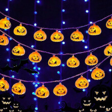 Luzes de corda de abóbora de Halloween Controle Remoto temporizador 8 modos à prova d'água interno externo Bateria