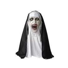 Máscara de freira assustadora fantasia de Halloween capa de cabeça de látex tamanho único adulto respirável natural