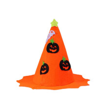 Pomarańczowy kapelusz czarownicy Halloween wzór dyni przebranie na karnawał akcesoria dla dorosłych