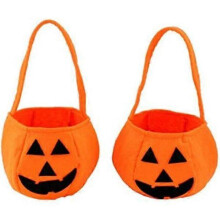 Sacs à bonbons à la citrouille, sacs à friandises en feutre Non tissé avec poignées pour enfants, fête costumée d'halloween, 2 paquets