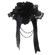 Chapeau haut de forme Lolita avec nœuds en ruban de dentelle, fleurs artificielles, couvre-chef de Style gothique Vintage pour Halloween