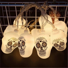 Luzes de corda de Halloween 3D Caveira à prova d'água IP65 Bateria 8 modos temporizador decoração de festa ao ar livre