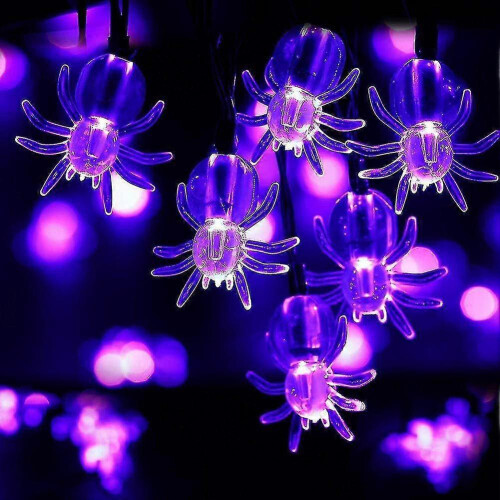 Halloween LED Spider Light String Roxo Luzes decorativas internas 28x13x9cm 1