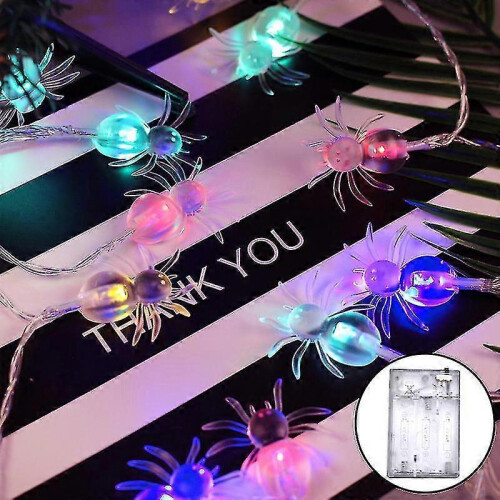 Halloween LED Spider Light String Roxo Luzes decorativas internas 28x13x9cm 2