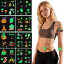 Temporary Tattoo Sheets 35 Sheets Glow in the Dark 3D Christmas Designs for Holiday Party